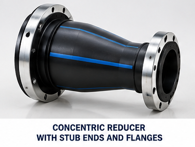 Wetpipe HDPE concentric reducer with stub ends and steel backing flanges